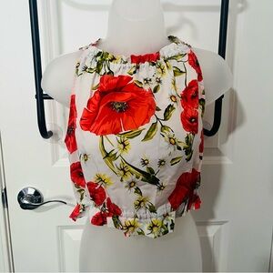 Lulu's Red and White Floral Tank Top